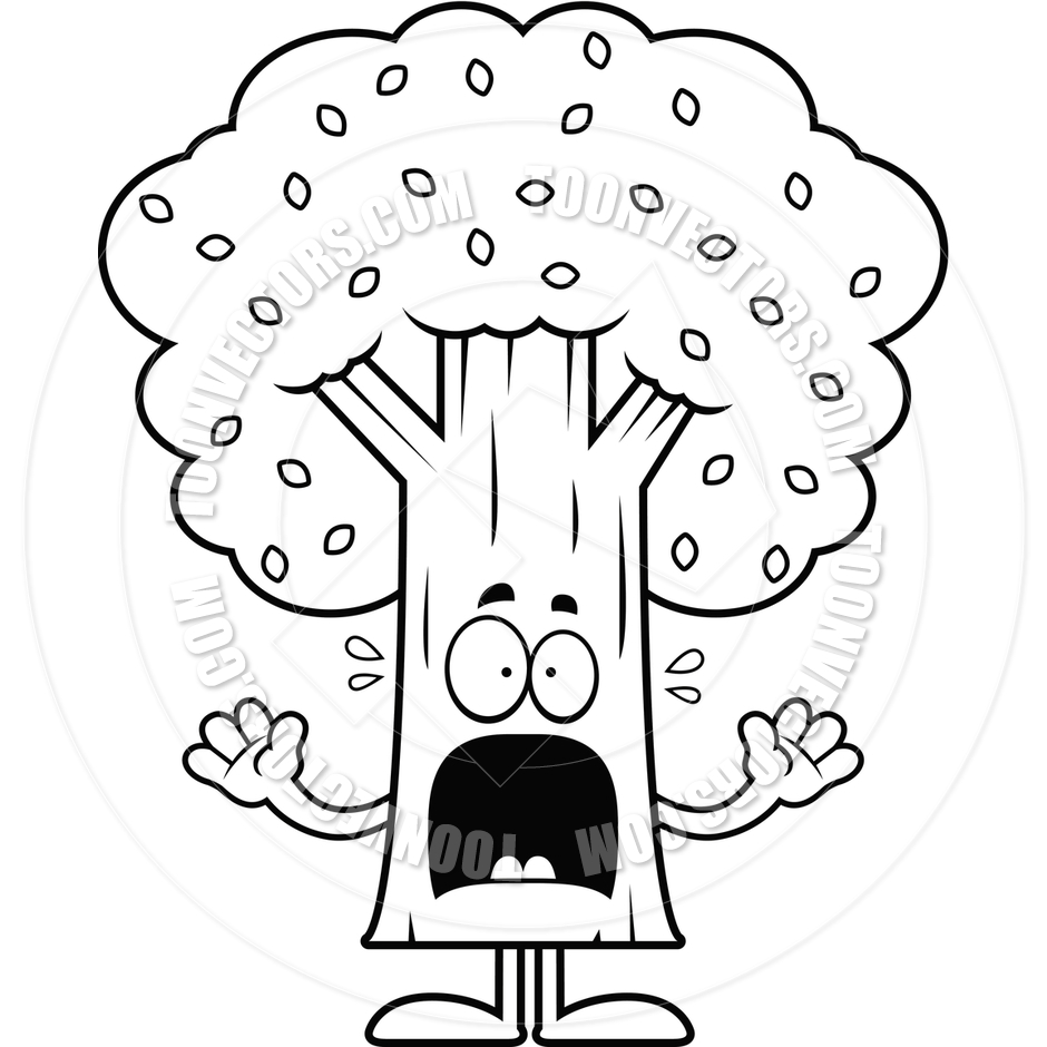 940x940 Cartoon Tree Scared (Black And White Line Art) By Cory Thoman