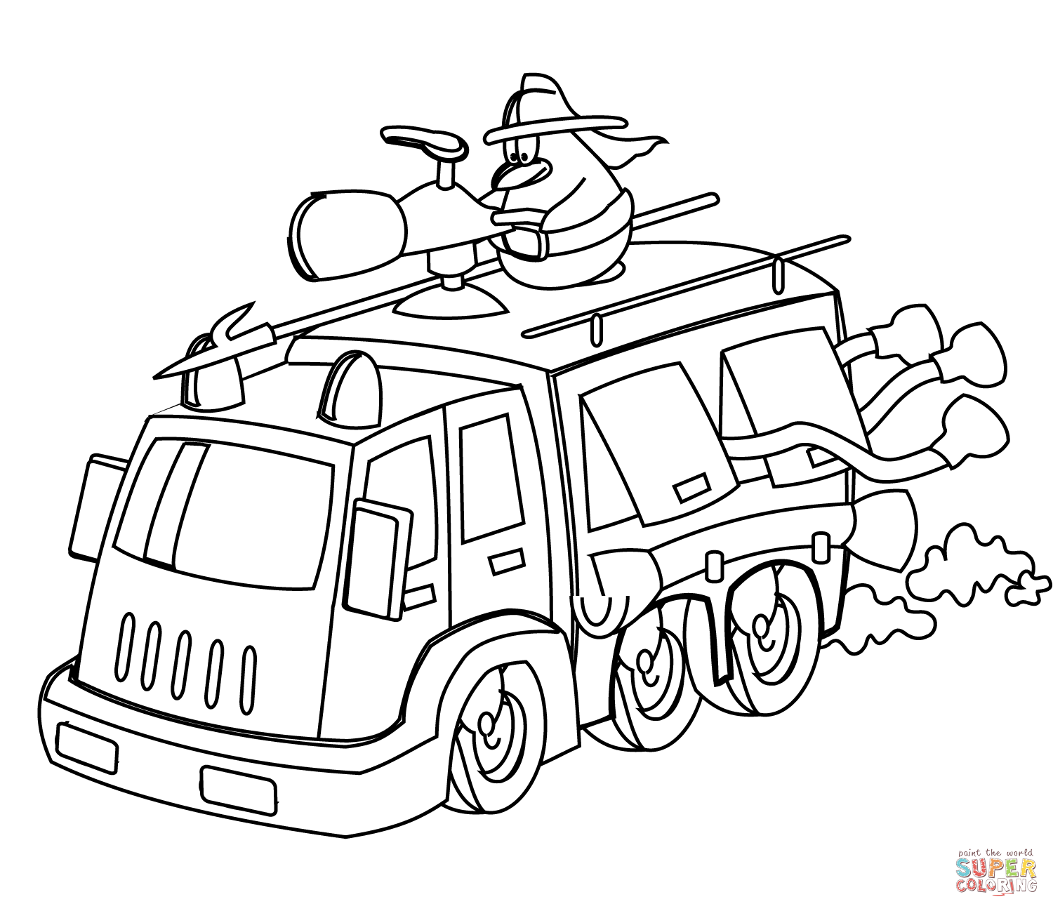 1500x1298 Cartoon Fire Truck Coloring Page Free Printable Coloring Pages