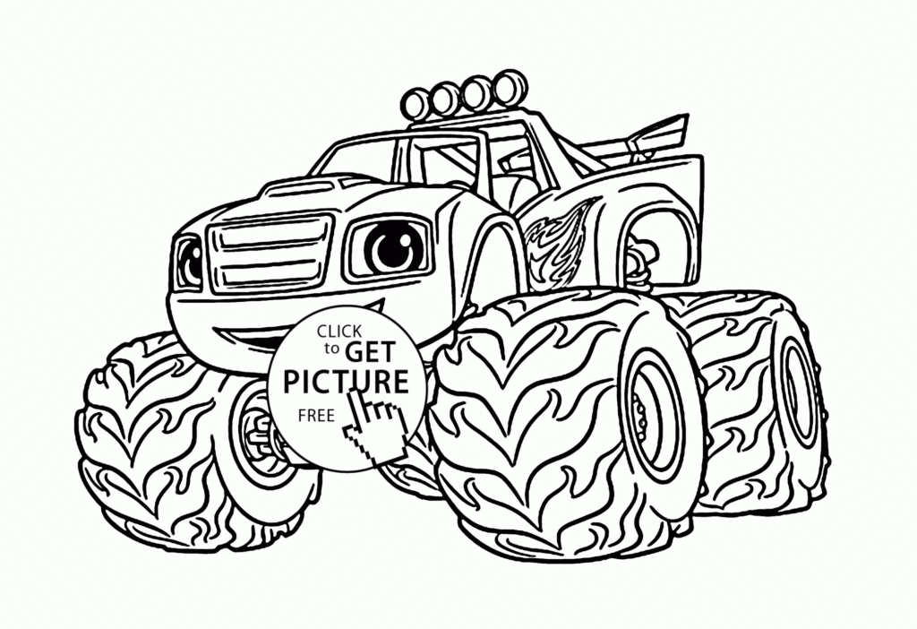 1024x702 Blaze Monster Truck Cartoon Coloring Page For Kids, Transportation