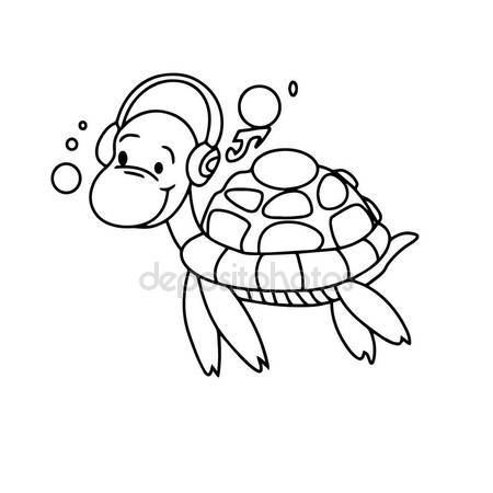 450x450 Cute Cartoon Turtle White Background Childrens Prints Shirt Color