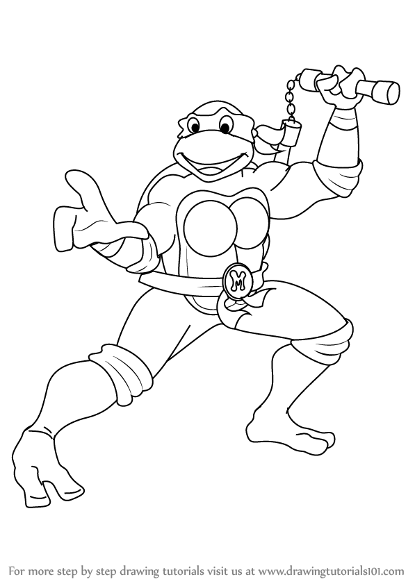 597x844 Learn How To Draw Michelangelo From Teenage Mutant Ninja Turtles
