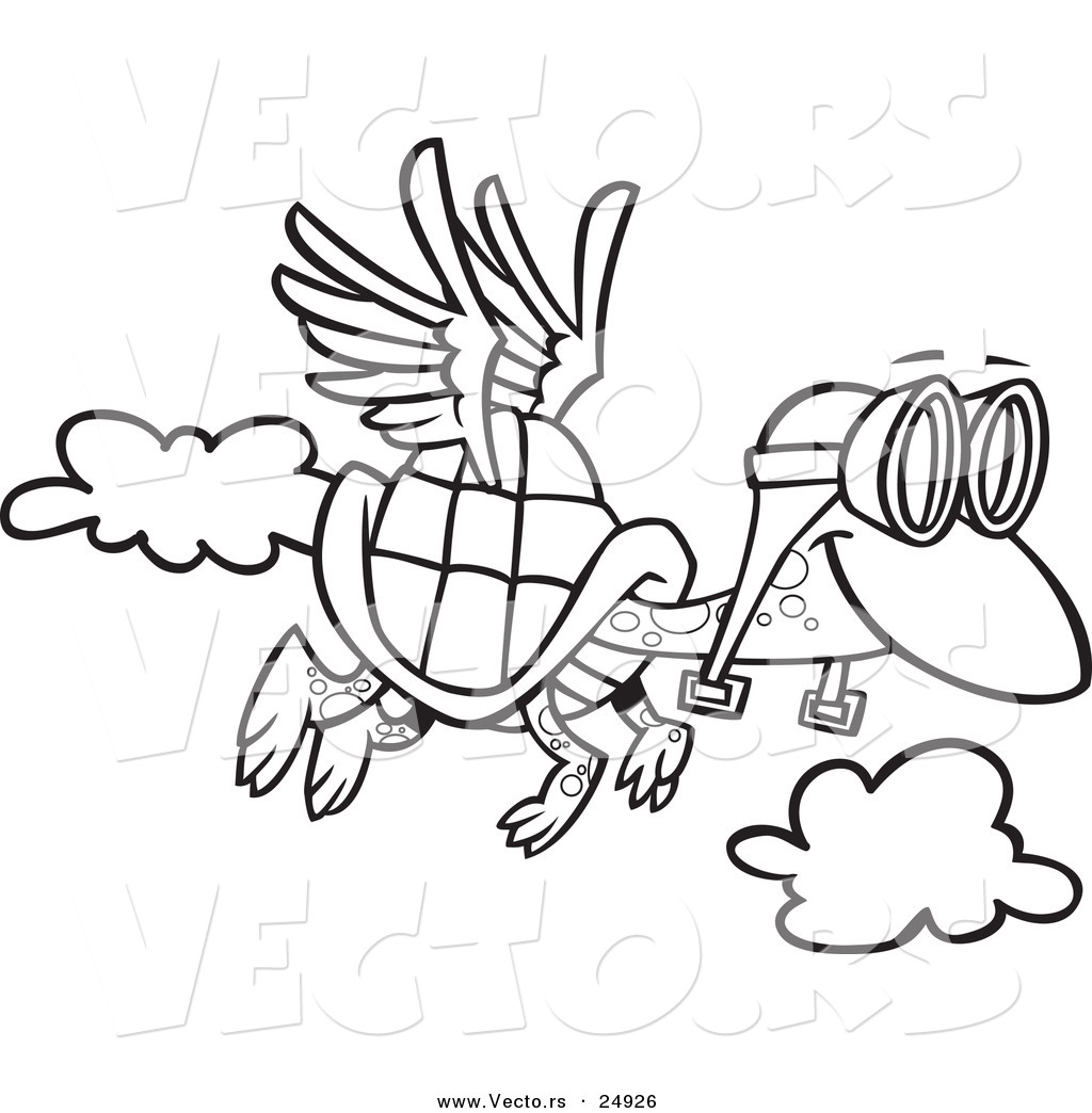 1024x1044 Vector Of A Cartoon Tortoise Flying With Pilot Goggles