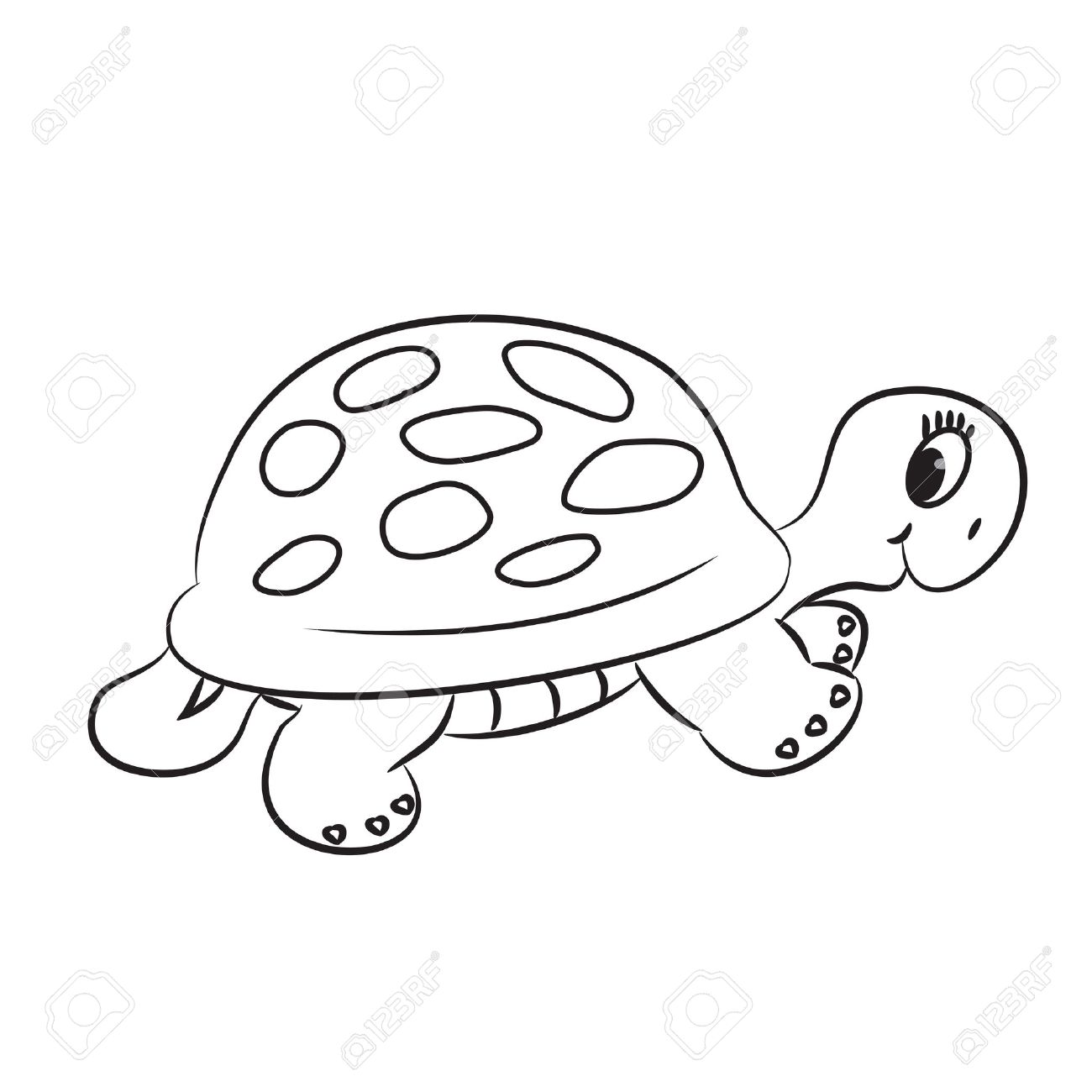 1300x1300 Cartoon Turtle Outlined Vector Illustration Royalty Free Cliparts