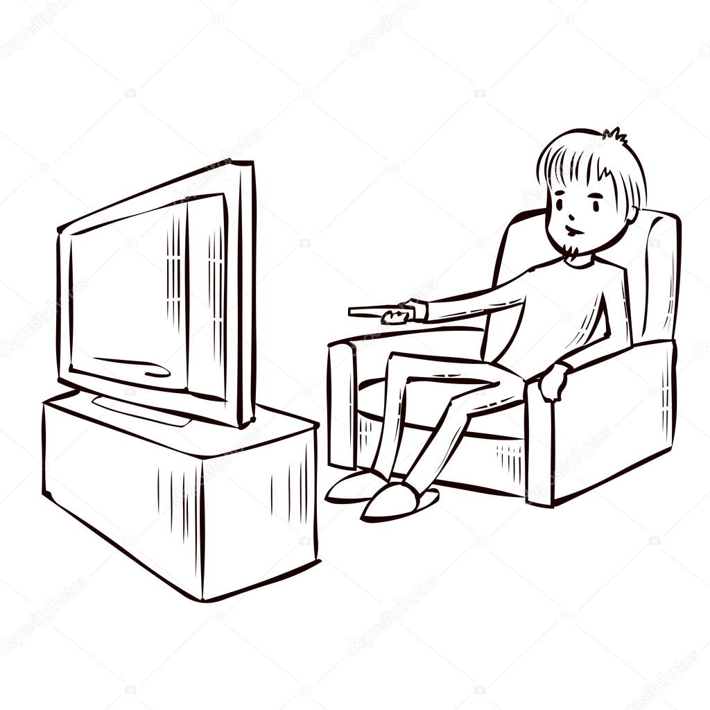 1024x1024 Hand Drawn Cartoon Tv Audience. Stock Vector Dergriza