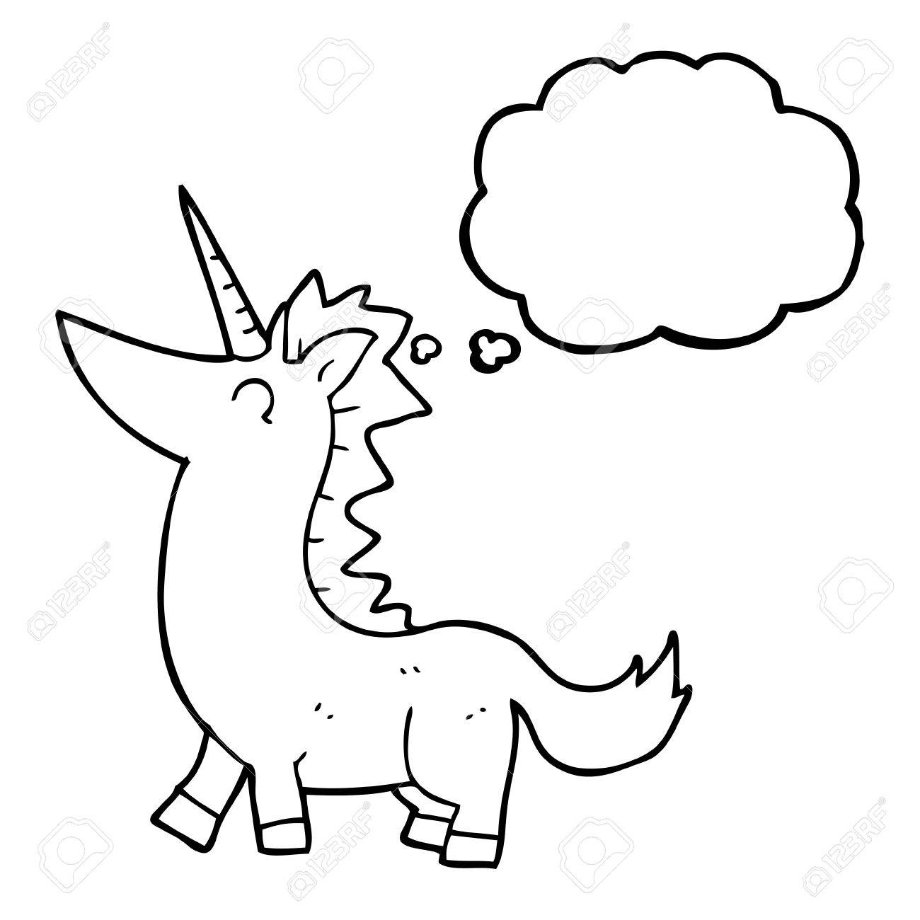 1300x1300 Freehand Drawn Thought Bubble Cartoon Unicorn Royalty Free