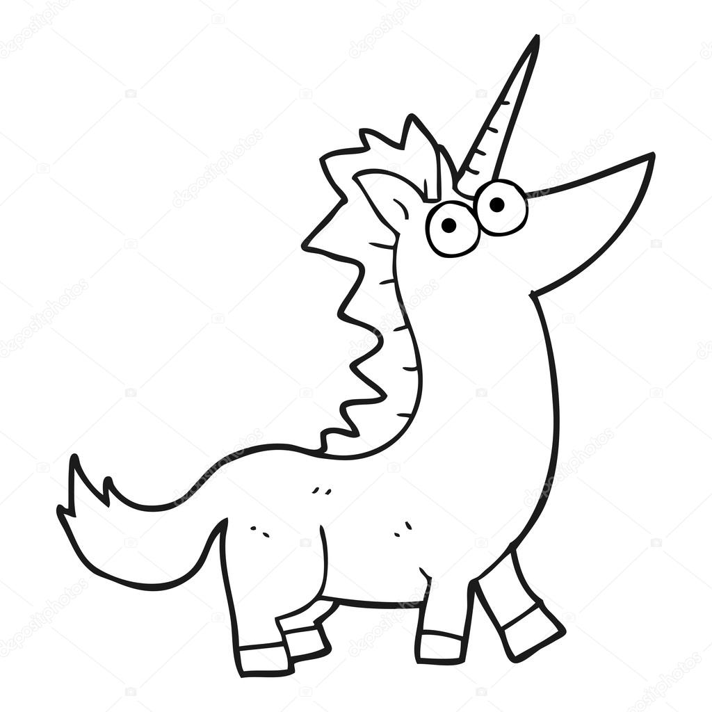 1024x1024 Black And White Cartoon Unicorn Stock Vector Lineartestpilot