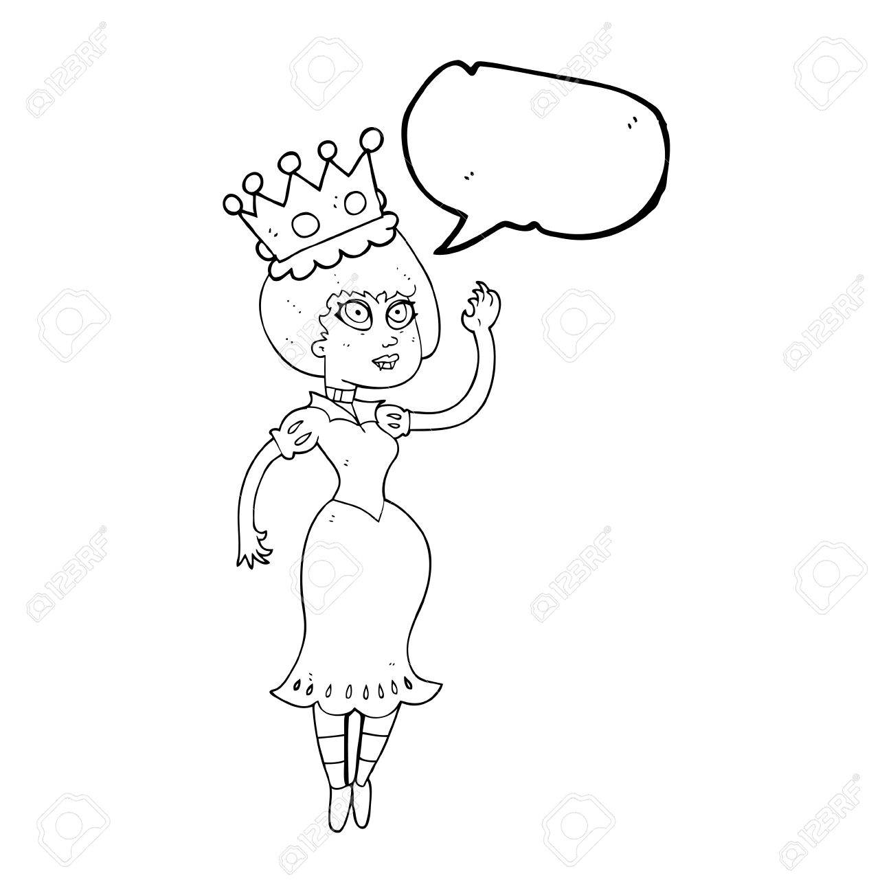 1300x1300 Freehand Drawn Speech Bubble Cartoon Vampire Queen Waving Royalty