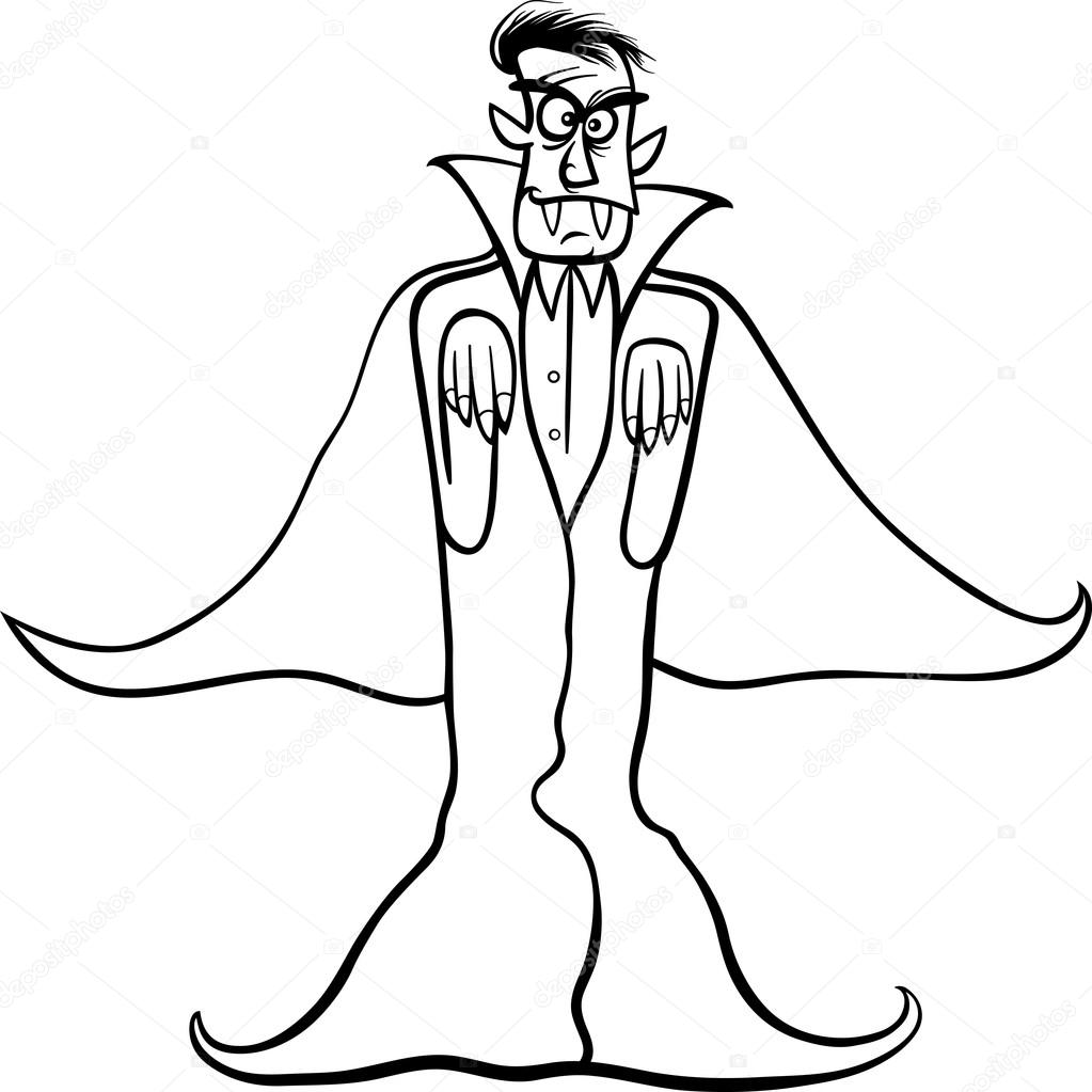 1023x1023 Dracula Vampire Cartoon For Coloring Book Stock Vector