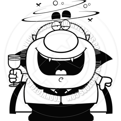 460x460 Cartoon Vampire Drunk (Black And White Line Art) By Cory Thoman