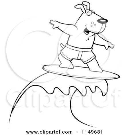 450x470 Cartoon Clipart Of A Black And White Surfing Doggy Character