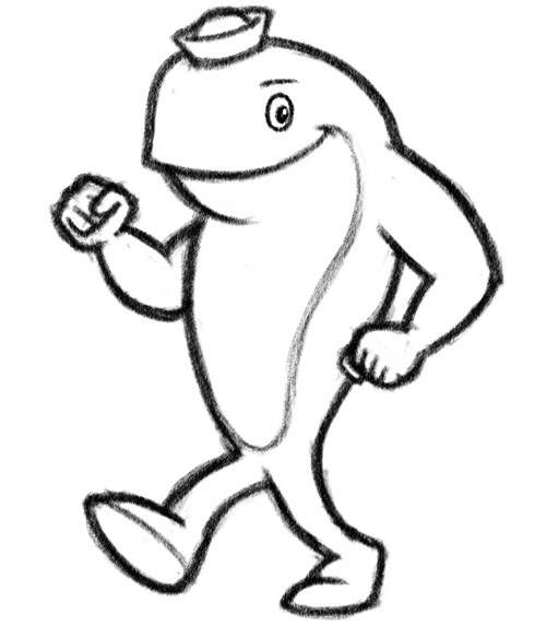 500x584 Neomed Walking Whale Cartoon Character Mascot