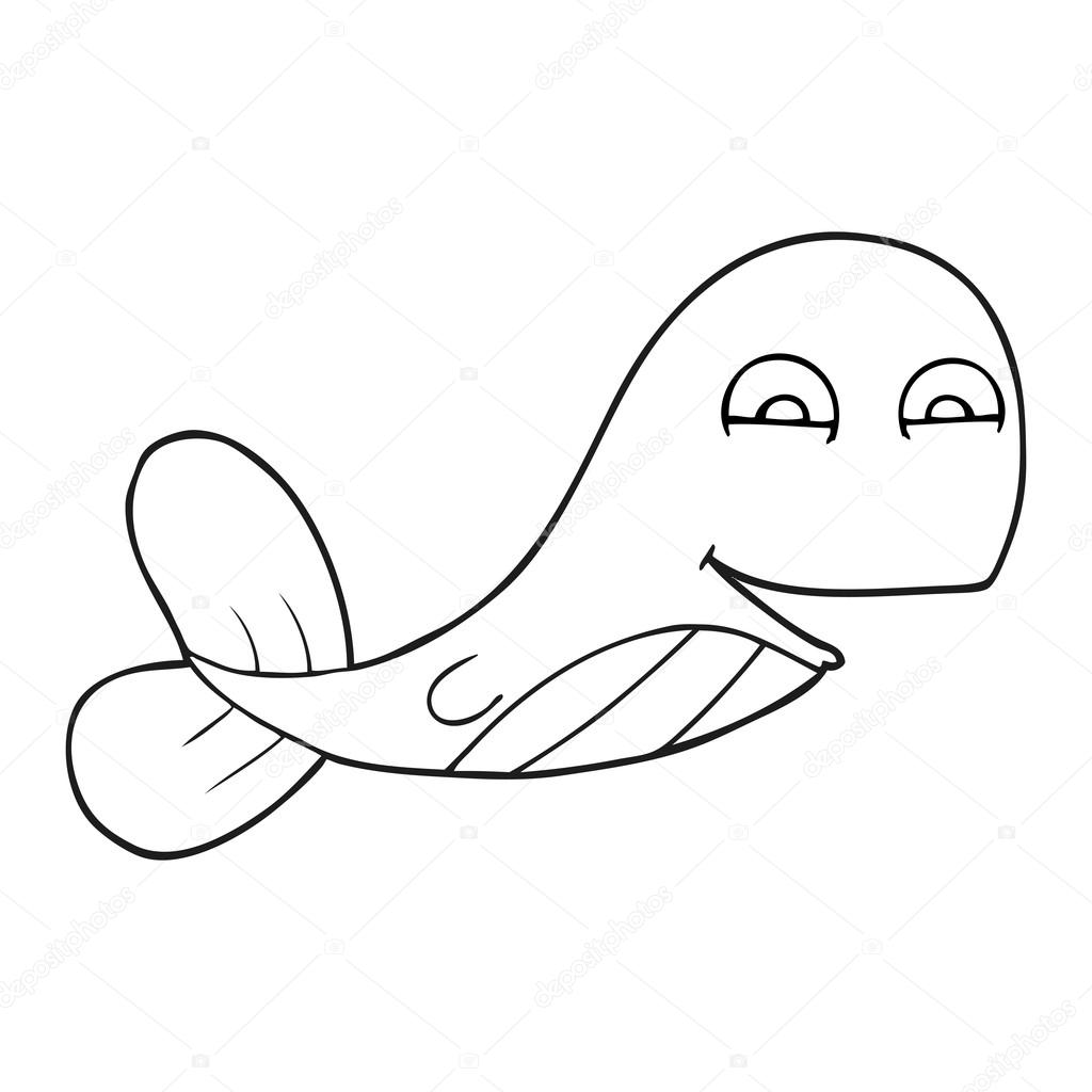 1024x1024 Black And White Cartoon Whale Stock Vector Lineartestpilot