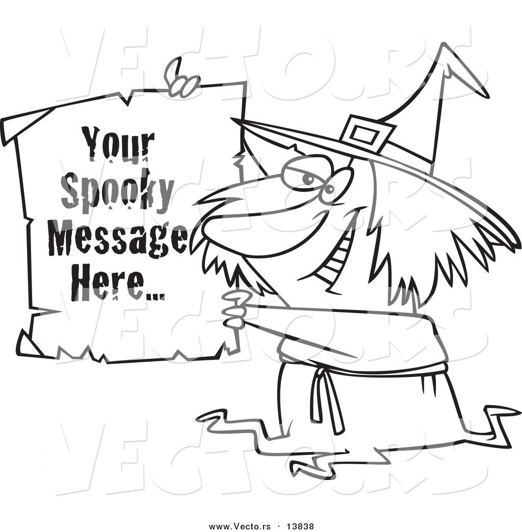1024x1044 Vector Of A Cartoon Witch Holding Up A Piece Of Paper With Sample
