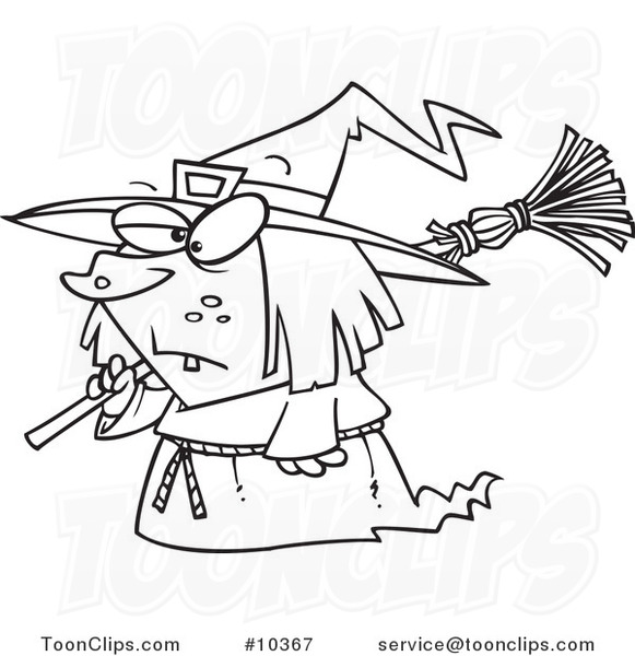 581x600 Cartoon Black And White Line Drawing Of A Short Witch