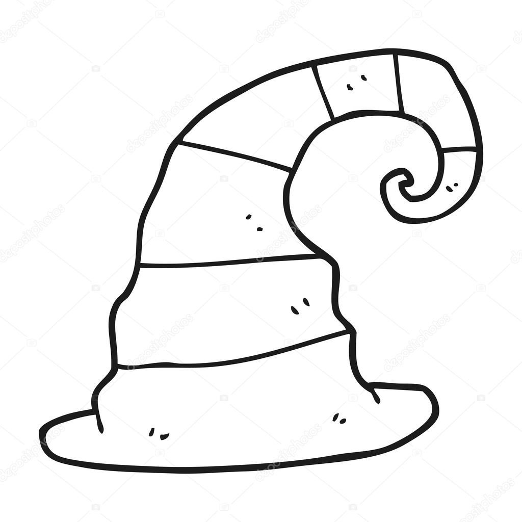 1024x1024 Black And White Cartoon Witch Hat Stock Vector Lineartestpilot
