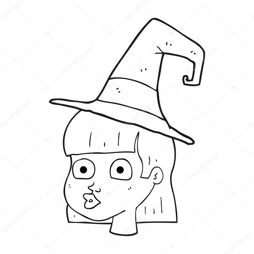1024x1024 Black And White Cartoon Witch Stock Vector Lineartestpilot