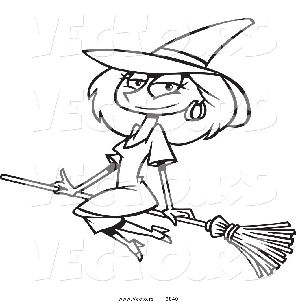 1024x1044 Vector Of A Cartoon Beautiful Witch Sitting On Her Broomstick