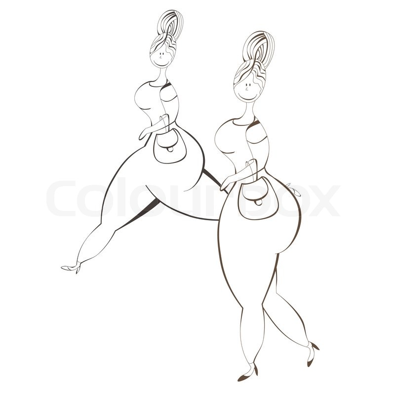 800x800 Sketch Of Cartoon Style Fat Woman Stock Vector Colourbox