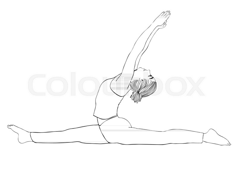 800x567 Yoga Pose, Woman To Do The Splits, Vector Coloring Drawing