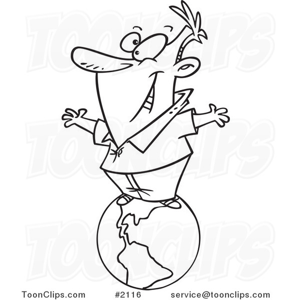 581x600 Cartoon Black And White Line Drawing Of A Happy Business Man