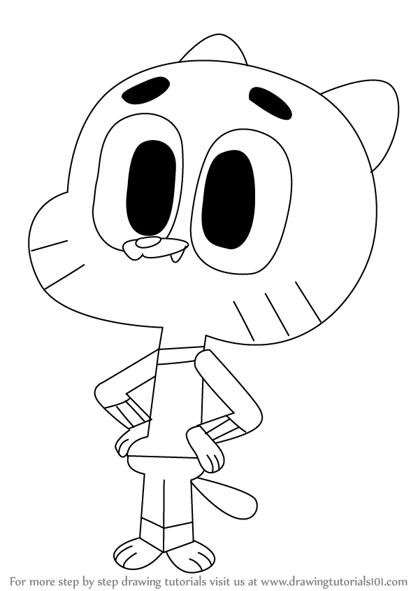 598x844 Step By Step How To Draw Gumball Watterson From The Amazing World