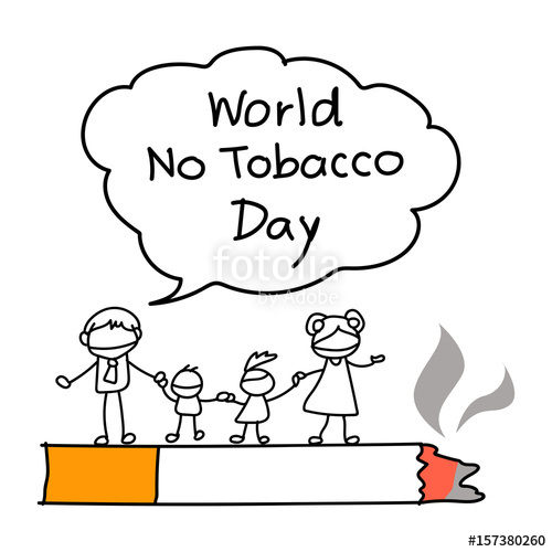 500x500 World No Tobacco Day Concept. Family Campaign. Hand Drawing