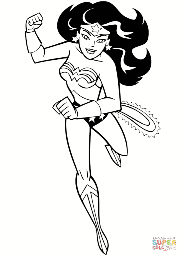 728x1020 Cartoon Wonder Woman Coloring Page Free Printable Coloring Pages