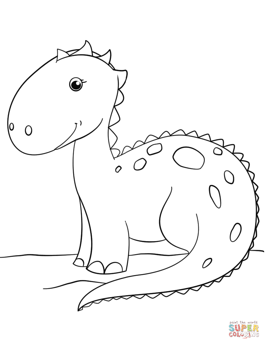 848x1098 Cute Cartoon Dinosaur Coloring Page Free Printable Coloring Pages