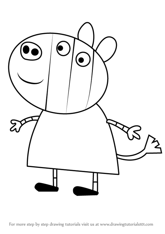 566x800 Learn How To Draw Zoe Zebra From Peppa Pig (Peppa Pig) Step By