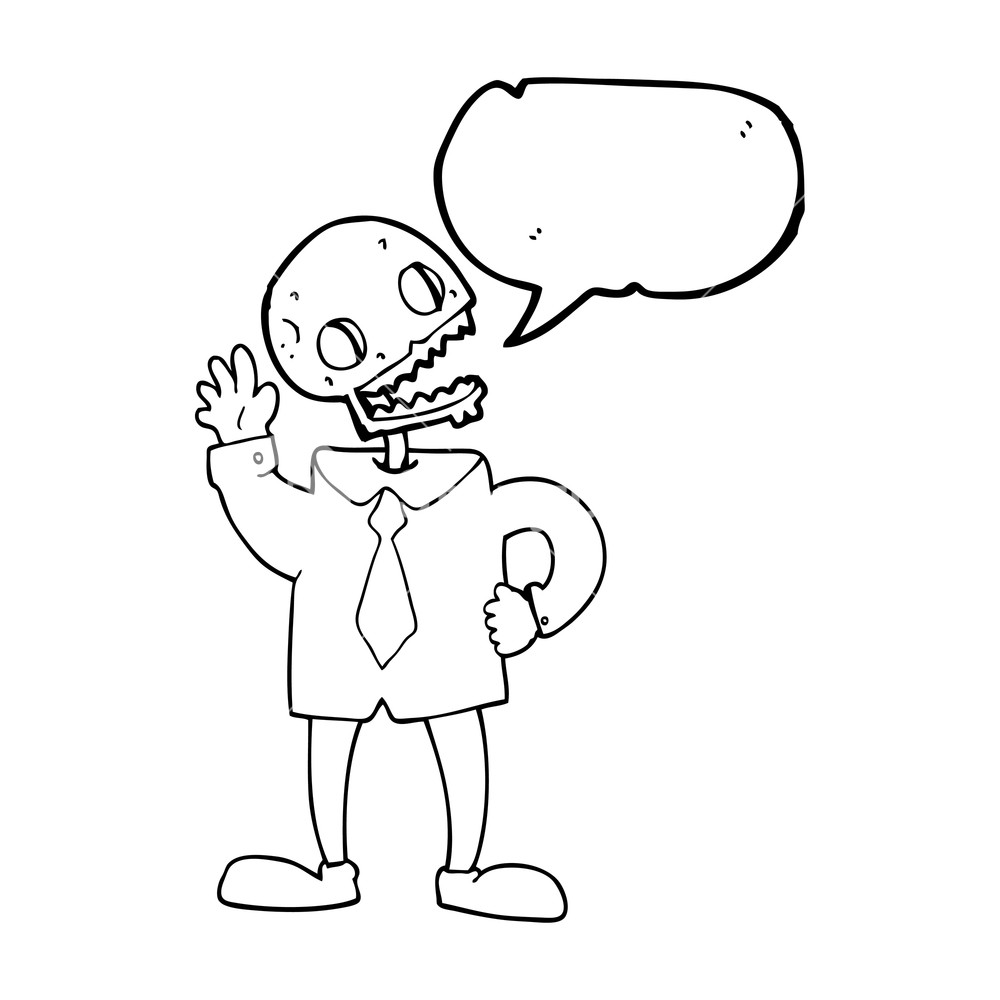 1000x1000 Freehand Drawn Speech Bubble Cartoon Zombie Businessman Royalty