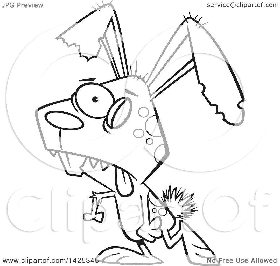 1080x1024 Clipart Of A Cartoon Black And White Lineart Zombie Bunny Rabbit