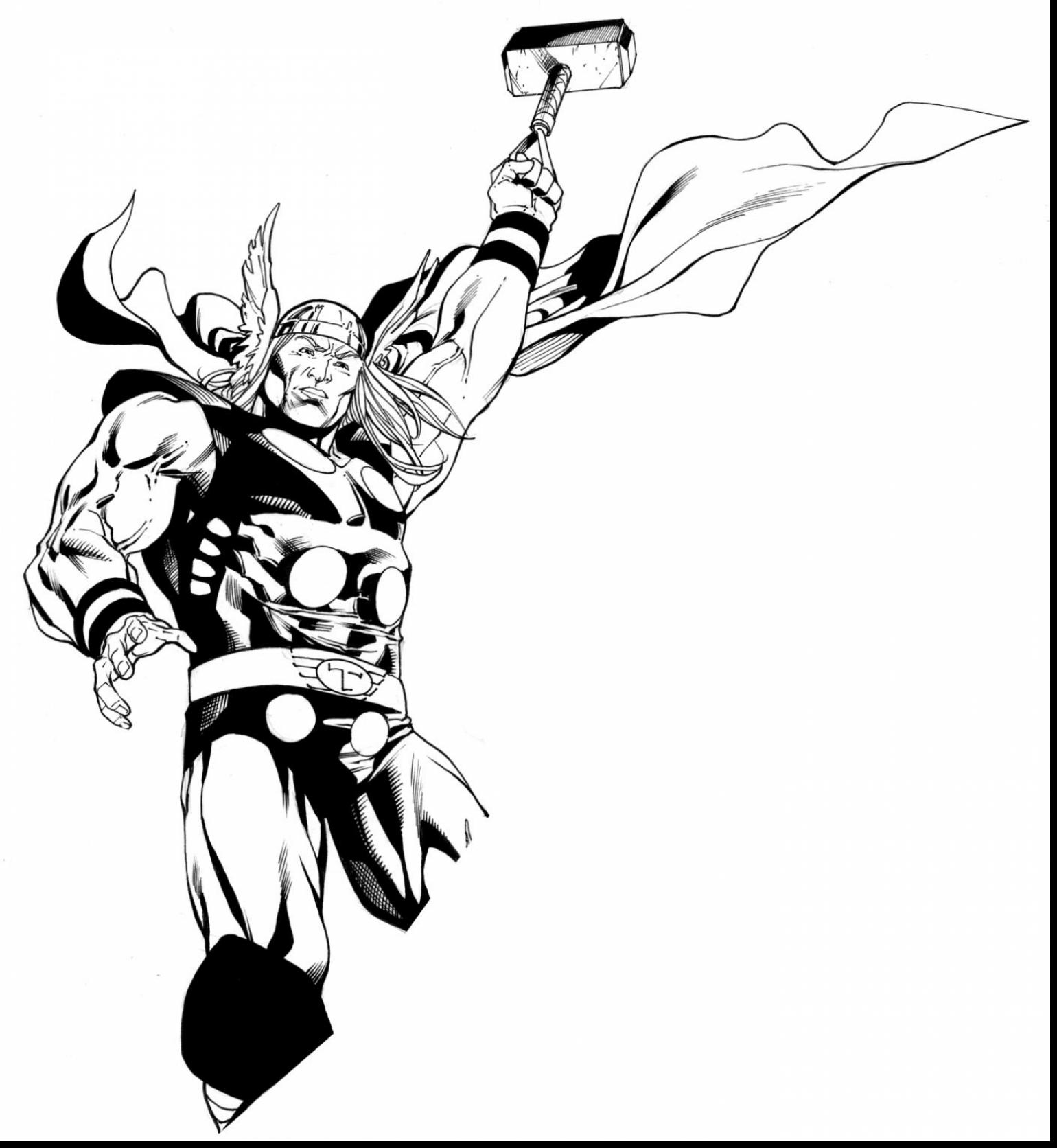 1540x1672 Extraordinary Avenger Thor Cartoon Drawing Coloring Pages