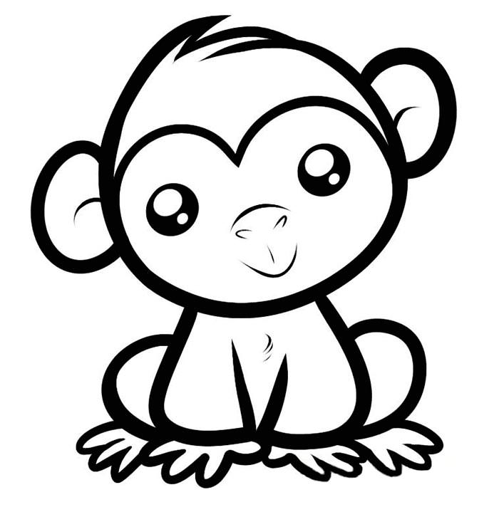 700x719 Drawn Animal Baby Monkey