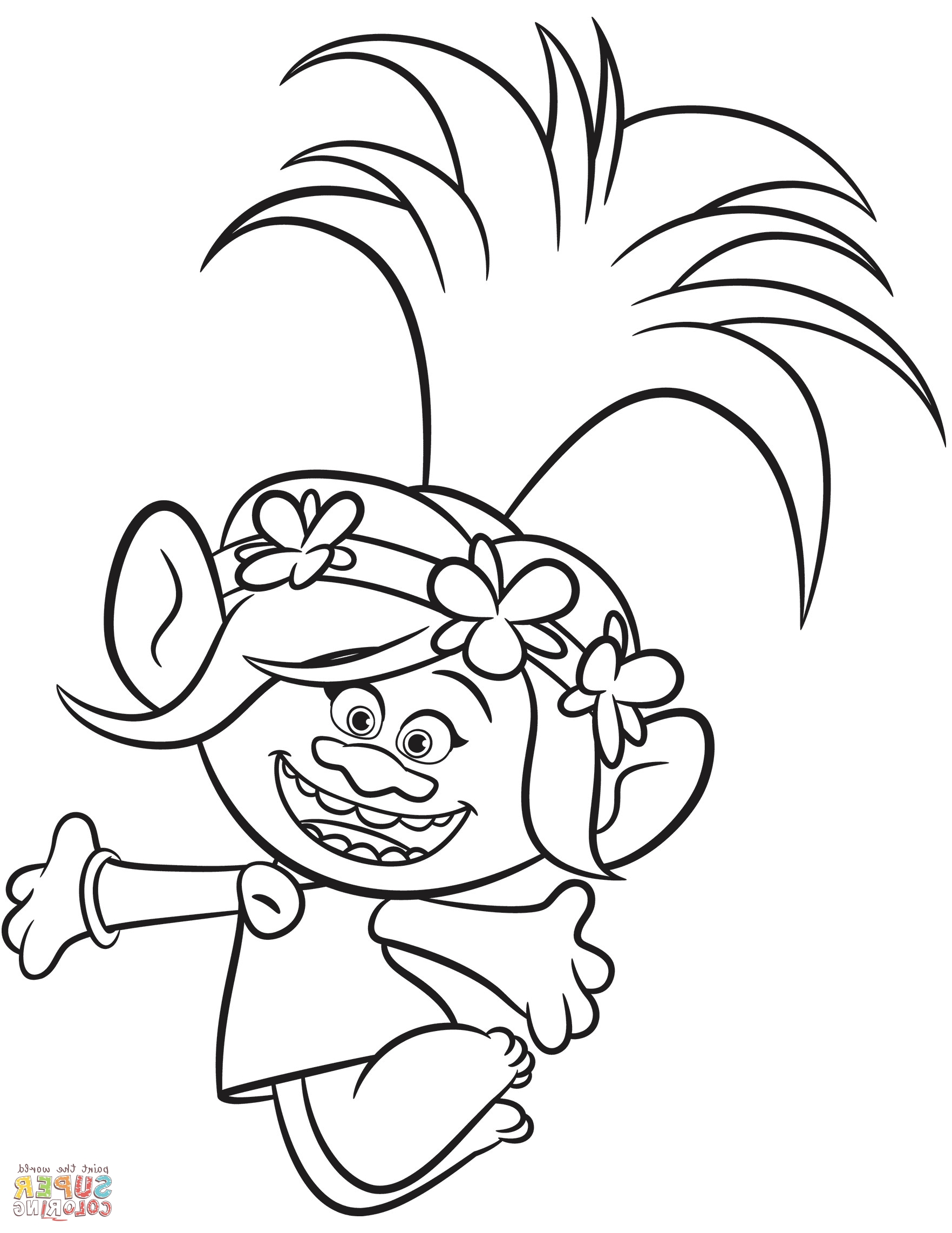 1764x2283 How To Draw Poppy From Trolls Step By Easy And Coloring Pages Free