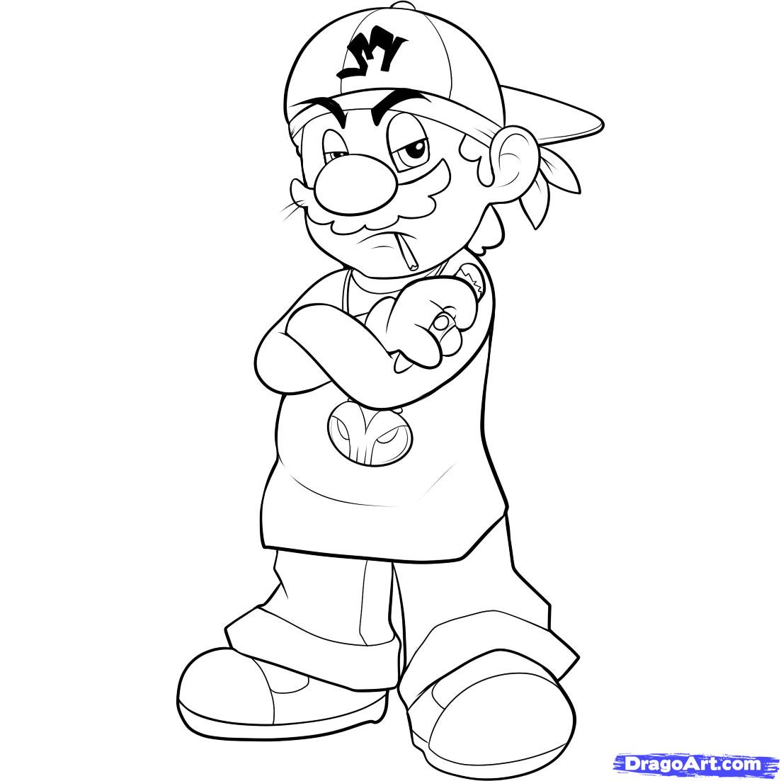 1103x1103 Drawn Mario Cartoon