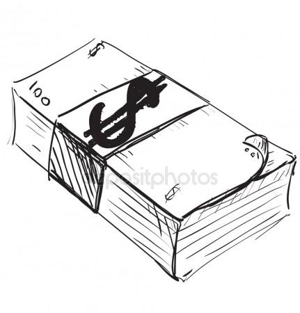 431x450 Dollar Cash Money Icon. Hand Drawing Cartoon Sketch Illustration