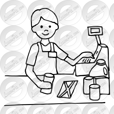 380x380 Cashier Outline For Classroom Therapy Use