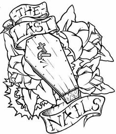 236x272 Tattoo Designs Skull Heart Coffin And Roses Outline Tattoos
