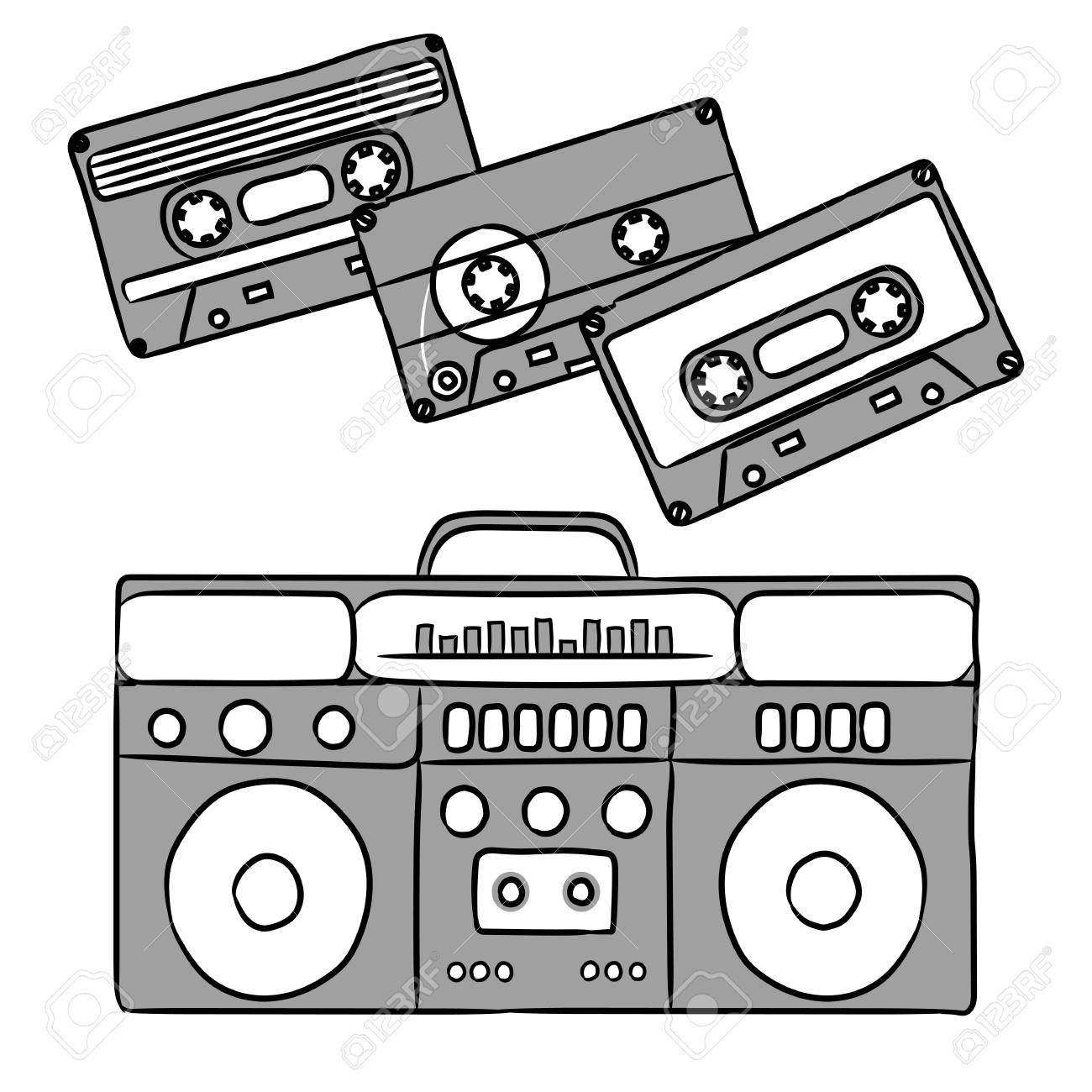 1300x1300 80s Retro Style, Vintage Retro 80's Vector Boombox. 1980 Disco
