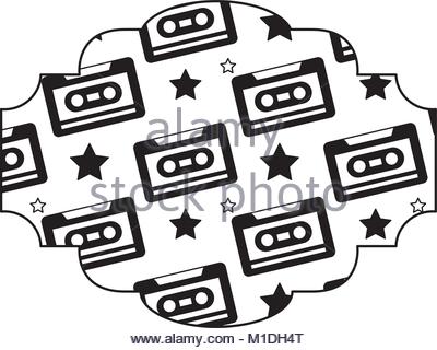 400x320 Label Pattern Cassette Tape Recorder Vector Illustration Color