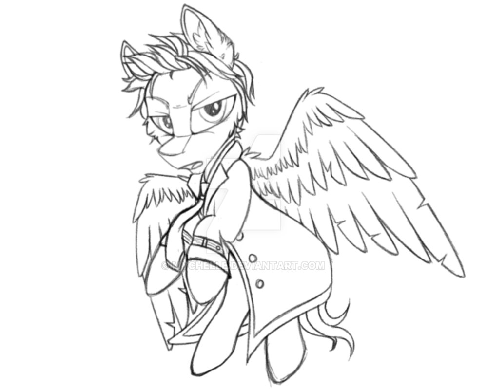 999x799 Mlp Spn Crossover Sketch Castiel V2 By Mychelle