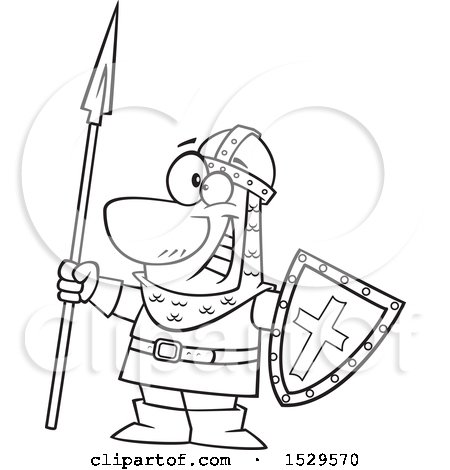 450x470 Clipart Of Cartoon Blacknd White Male Castle Guard Holding