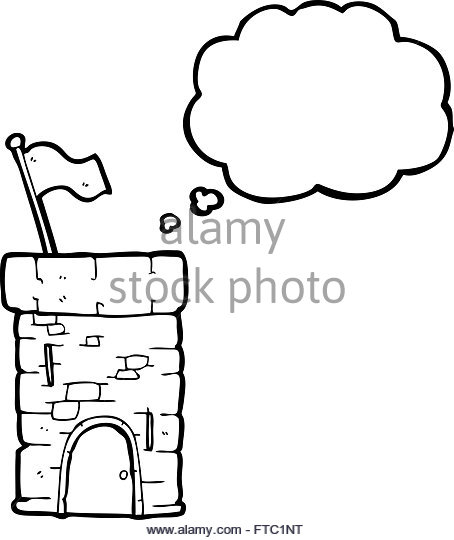 454x540 Hand Drawn Cartoon Castle Tower Black And White Stock Photos