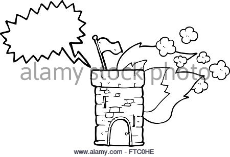 450x308 Freehand Drawn Cartoon Burning Castle Stock Vector Art