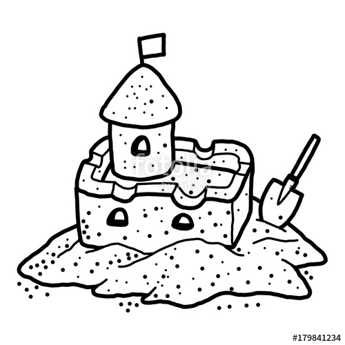 500x500 Sand Castle Cartoon Vector And Illustration, Black And White