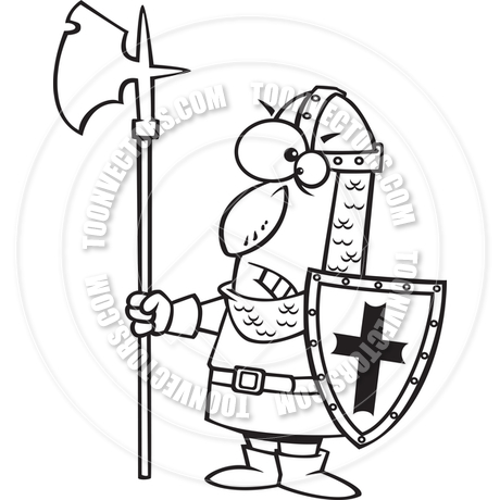460x460 Cartoon Castle Guard (Black And White Line Art) By Ron Leishman