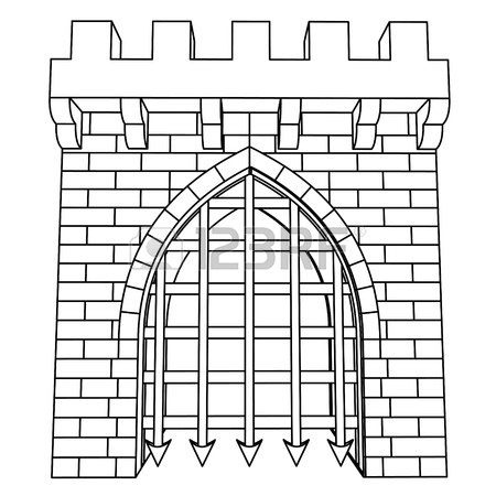 450x450 Isolated Medieval Gate Vector Drawing To Color In Illustration