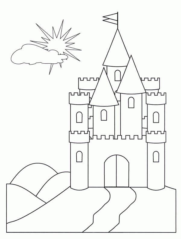 600x792 Medieval Castle, Medieval Castle Front Face Coloring Page