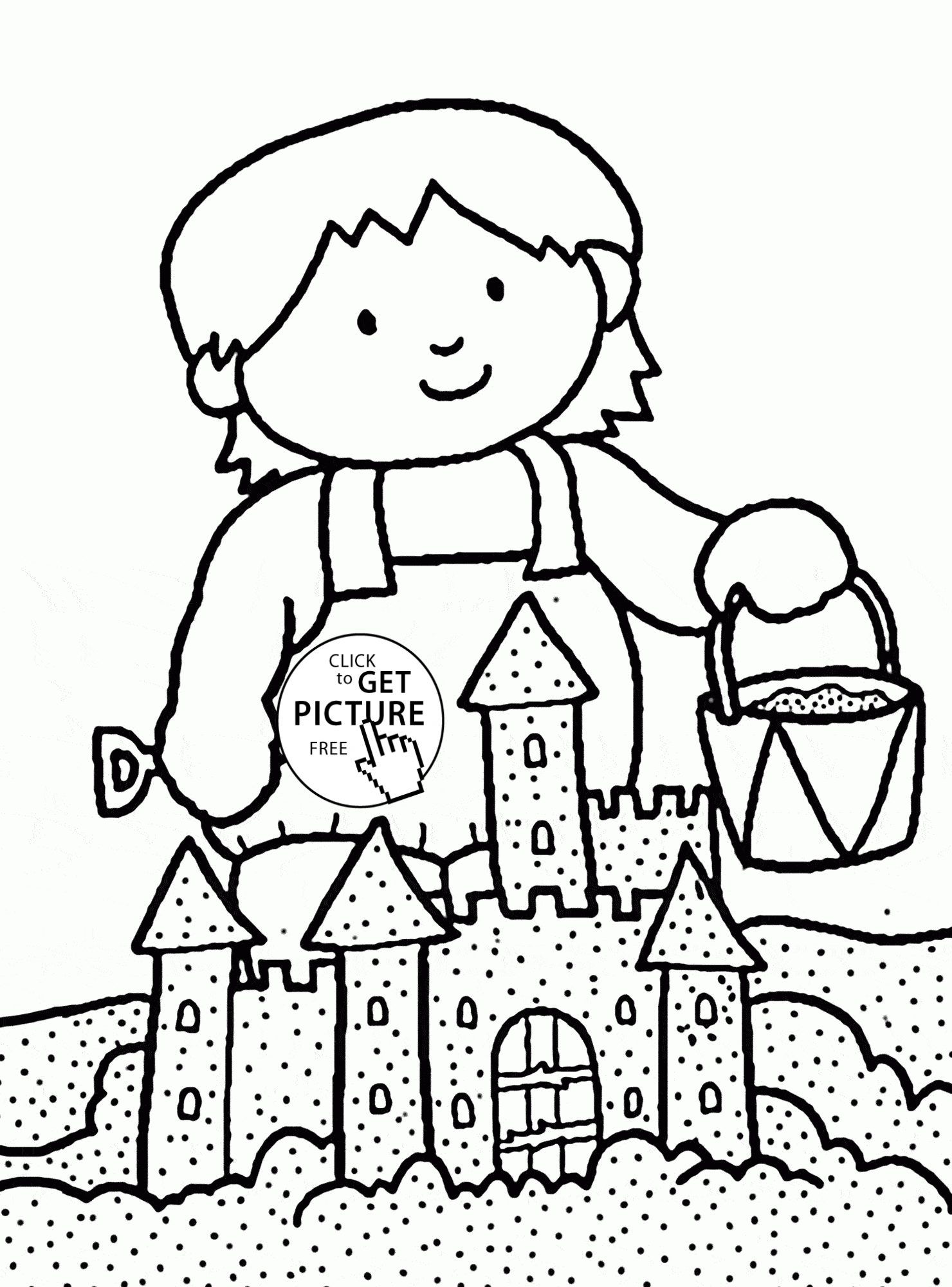 1480x2000 Beautiful Sand Castle Coloring Page For Kids, Summer Coloring