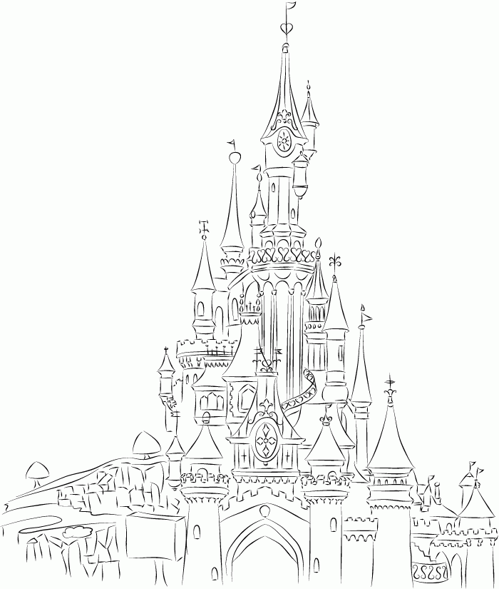 700x825 Disney World Castle Line Drawing Sketch Coloring Page